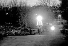 Cyclists with bright lights Clyst St Mary bridge G2 P1030077.JPG