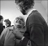 Smiling older woman at Hittisleigh Village hall F1 1994 33-11.jpg