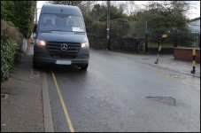 Amazon Prime delivery van on pavement outside school TZ70 TZ70 P1030510.JPG